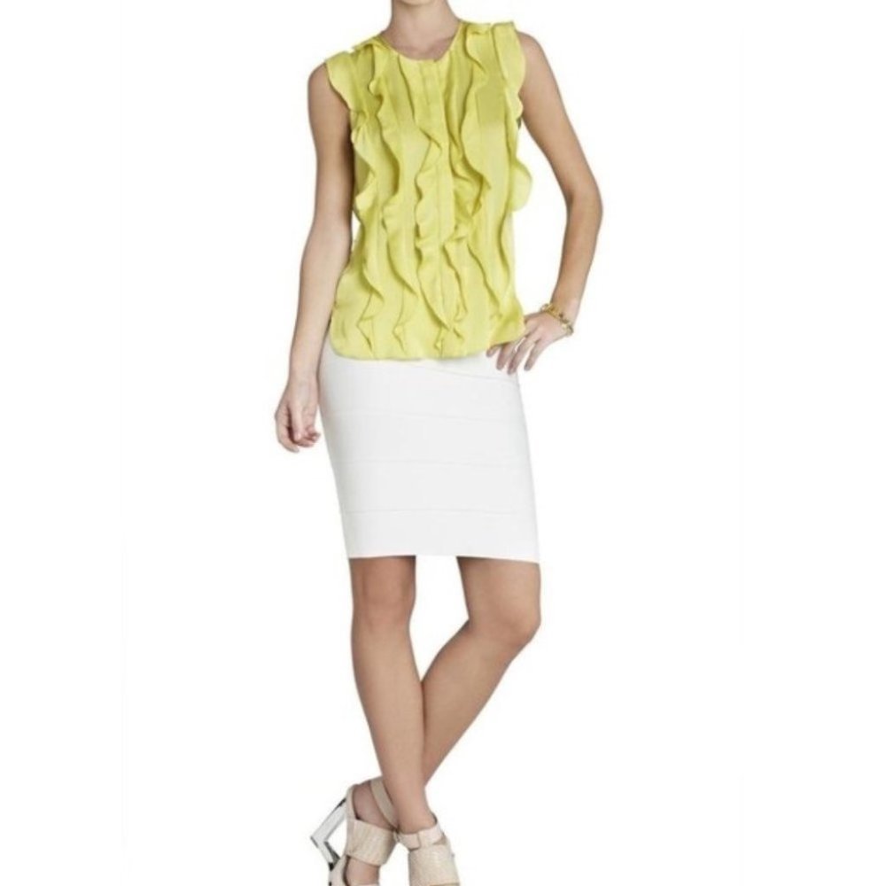 BCBGMAXAZRIA Lemon‎ Gross Sleeveless Ruffle Tank